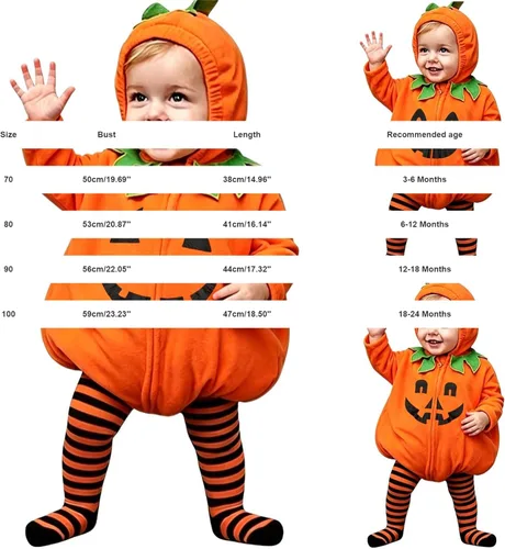 Vista 3 de Calabaza bebé unisex para niños pequeños y bebés, para Halloween Negro