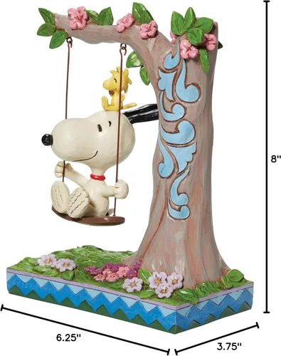Vista 5 de Enesco Jim Shore Peanuts Snoopy and Woodstock on Swing - Figura de 8 pulgadas de alto, multicolor