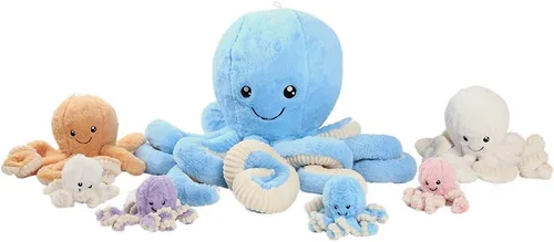 Vista 9 de DENTRUN Animales de peluche de pulpo, pulpo gigante de peluche suave para niños, niñas, adultos, regalo de cumpleaños, Navidad, Halloween, animales