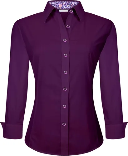 Vista 36 de Alex Vando Camisas de vestir para mujer, sin arrugas, ajuste regular, manga larga, elástica, camisa de trabajo