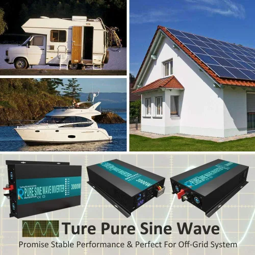 Vista 6 de WZRELB - Inversor de corriente solar de onda sinusoidal pura de 3000 W, 12 V, convertidor CC y CA (RBP300012W)