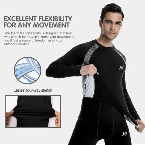 Vista 39 de MEETWEE Paquete de 4/5 camisas de compresión térmica para hombre, manga larga, forro polar, capa base, equipo de entrenamiento de invierno