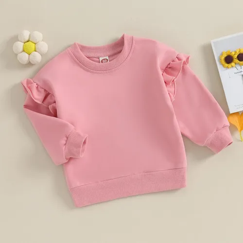 Vista 10 de Sudadera unisex de algodón de color sólido para bebé, camiseta de manga larga con cuello redondo