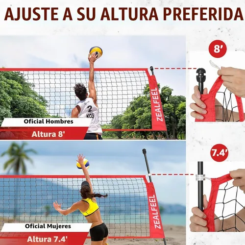 Vista 4 de ZEALFEEL Volleyball Net,12/20ft Portable Height-Adjustable Set for Backyard