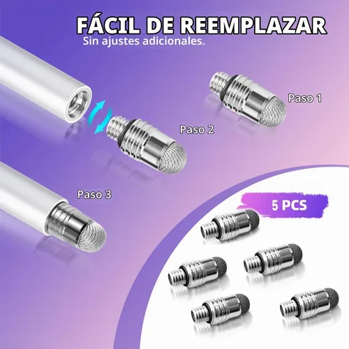 Vista 6 de Lápiz capacitivo extralargo para pantallas táctiles [5 puntas de malla de fibra] compatibles con iPad, iPhone, Android, tablet, laptop, Chromebook