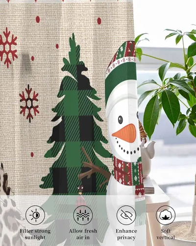 Vista 4 de Cortinas traslúcidas de Navidad de 39 pulgadas de largo, juego de 2 paneles de cortinas para cocina, dormitorio, sala de estar, puerta, pasillo