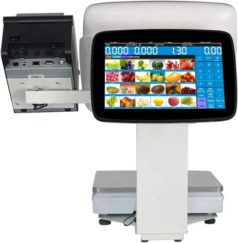 Vista 4 de Caja registradora de puntos de venta al por menor con pantalla táctil dual con pesaje y código de barras SET01