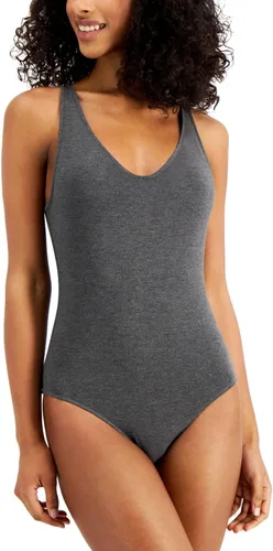 Vista 2 de ALFANI Body con cuello en V profundo jaspeado carbón, M, Carbón vegetal