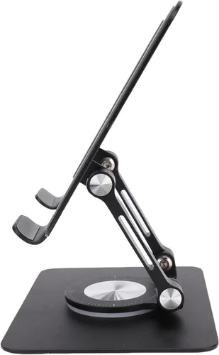 Vista 4 de Goshyda Soporte para tableta, soporte de escritorio de aluminio giratorio 360°, soporte de escritorio ajustable y plegable, universal para tabletas