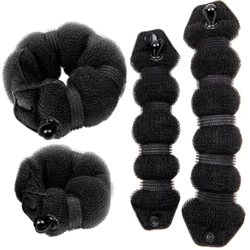 Vista 5 de Goldrose Accesorio de peluquería de belleza, 2 piezas para hacer moños y rizadores en tamaño pequeño y grande (negro)