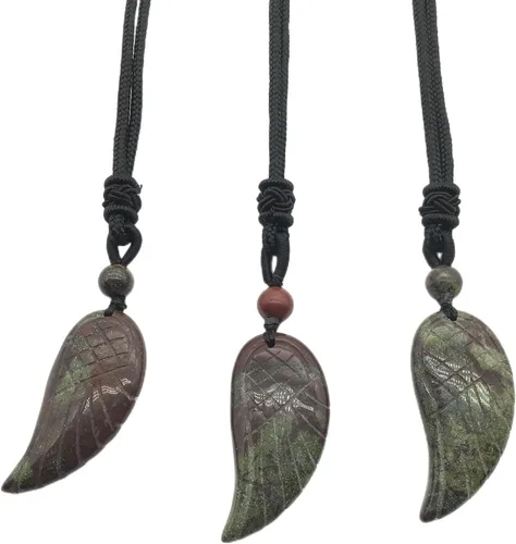 Vista 4 de EDEN'S CALL Collar con colgante de piedra de cristal curativo natural para mujeres y hombres, ajustable, hecho a mano con alas de ángel, Piedra