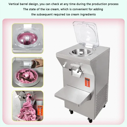 Vista 3 de Máquina de helados duros para encimera, máquina de hielo italiana, crema de mezcla de helados 20 L/H, para el hogar, camión de helados, remolque