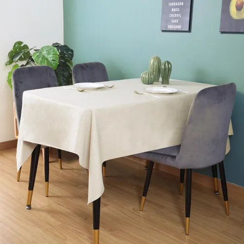 Vista 3 de Mantel para mesa rectangular de 55x71 pulgadas, de lino sintético, resistente a las arrugas e impermeable, color beige, para cocina, comedor