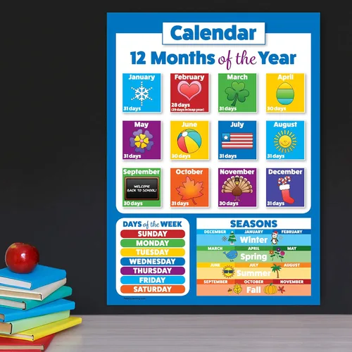 Vista 6 de Paquete de 2 pósteres de mapa del mundo para niños [ilustrado] + calendario de días de la semana y meses del año para niños