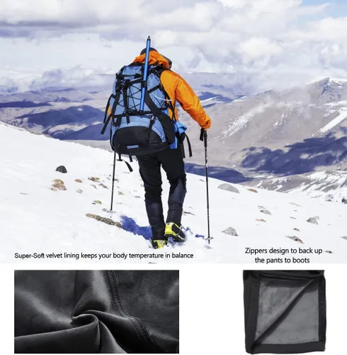 Vista 5 de Mens Ski Snow Waterproof Softshell Outdoor Hiking Velour Lined with Zipper Bottom Leg