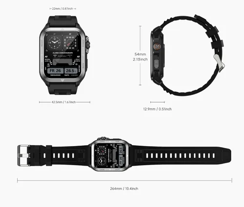 Vista 2 de Relojes inteligentes para hombres, reloj inteligente militar resistente de 1.83 pulgadas con llamada Bluetooth, IP68 impermeable reloj de fitness