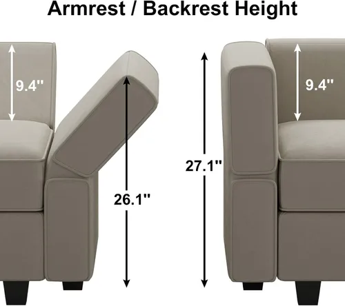 Vista 2 de Belffin Sofá modular grande con asiento de almacenamiento, sofá en forma de U de gran tamaño con tumbona reversible, juego de sofá modular con Gris