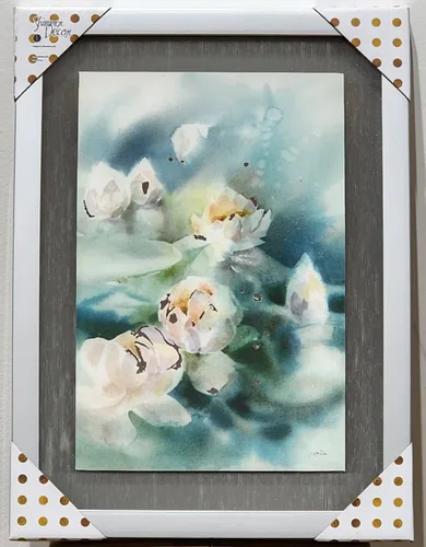 Vista 2 de Victoria Bella 16FF5/C - Arte flotante laminado, tonos botánicos de 12 x 16 pulgadas, impresión de decoración de pared, impresión de arte moderno