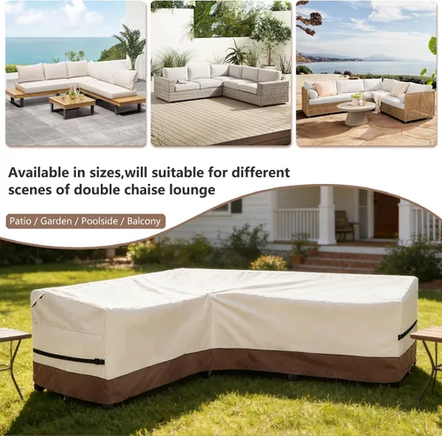 Vista 3 de okcool Funda modular para exteriores, fundas para muebles de patio en forma de L para muebles seccionales de 6 plazas, 85 pulgadas de largo x 32