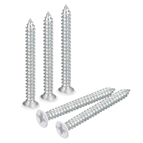 Vista 35 de uxcell Tornillos blancos ST2x4mm Tornillos autorroscantes, 100 tornillos Phillips de cabeza plana para madera para carpintería