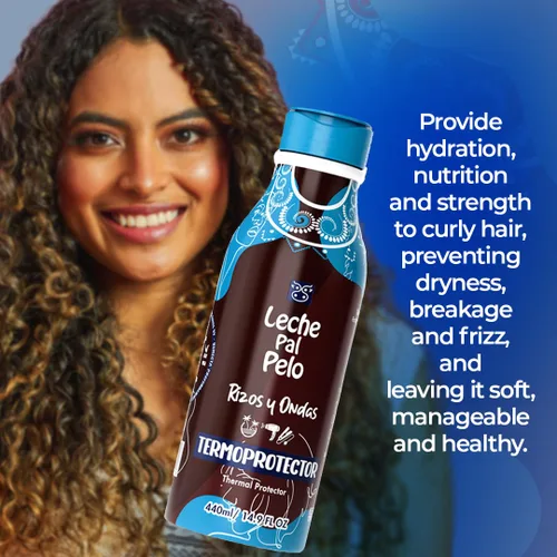 Vista 3 de Leche Pal Pelo Rizado y ondulado - Protector térmico - Protección térmica para cabello con aloe vera, leche de coco - Reduce el encrespamiento