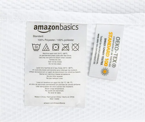 Vista 4 de Amazon Basics Cortina de ducha ligera súper suave y de fácil cuidado con textura de gofre, 72 x 72 pulgadas, color blanco (paquete de 8)