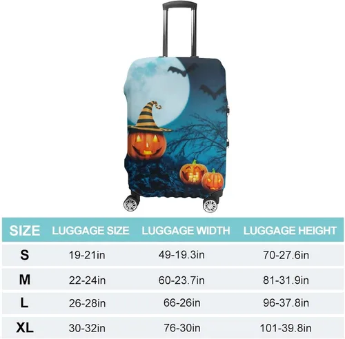 Vista 2 de Happy Helloween Night Travel Luggage Cover Anti-Scratch Suitcase Protector Washable Baggage XL