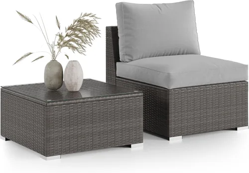 Vista 10 de Wisteria Lane Sofá de 2 piezas sin brazos para patio, muebles seccionales de mimbre para exteriores con cojín, sofás de dos plazas adicionales