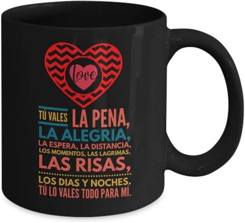 Vista 2 de San Valentín regalo para esposa Taza de cafe para esposo Perfecto regalo para navidad, graduados, profesionales y estudiantes Vaso con Negro