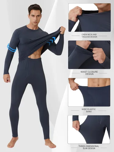 Vista 8 de CL convallaria Paquete de 2 calzoncillos térmicos largos para hombre, forro polar suave, capa base para clima frío, tallas XS-4XL