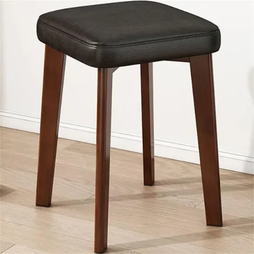Vista 6 de Solid Wood Square Office Stool Stackable & Scratch Resistant Stool Living Room Dining Table Stool High Stool Makeup Stool Fabric Small Square Stool