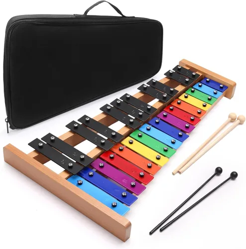 Vista 9 de Heuyrao Xilófono Glockenspiel plegable de 30 notas Negro & blanco
