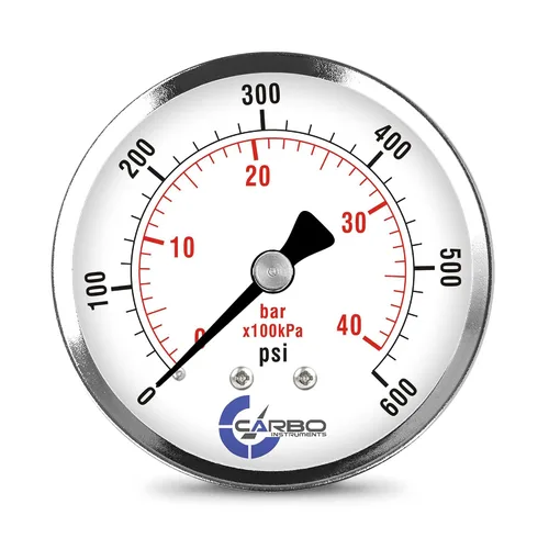 Vista 8 de Medidor de presión de 2-1/2 pulgadas, carcasa de acero cromado, seco, vacío -30 Hg/0, montaje trasero 1/4 pulg. NPT