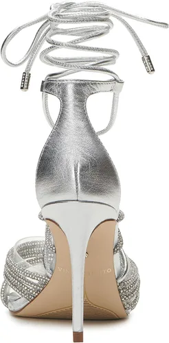 Vista 3 de Vince Camuto Aimery - Sandalias de vestir con tacón envolvente para mujer, Transparente plateado
