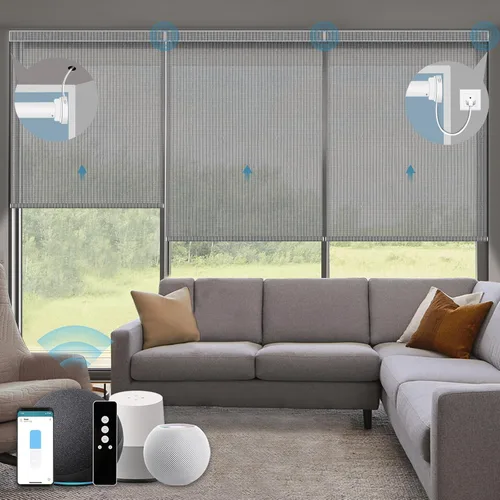Vista 31 de Persianas enrollables inteligentes, persianas enrollables con cable 1% de apertura, compatibles con Google Home Alexa, persianas automáticas 1%