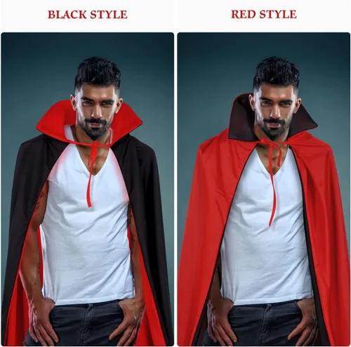 Vista 4 de Ciieeo Capa de vampiro de Halloween de 1.4M para mascarada, capa de vampiro genial, Como se muestra