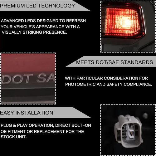 Vista 5 de VLAND Conjunto de luces traseras para Toyota Hilux 2015-2020 Base, Chasis, Doble Cab, SR, DLX (no para Tonka), lámpara trasera con DRL, señal