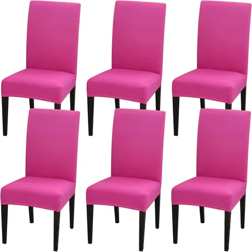 Vista 32 de Juego de 4 fundas para sillas de comedor, fundas elásticas de elastano para sillas de comedor, extraíbles y lavables, protectores desmontables