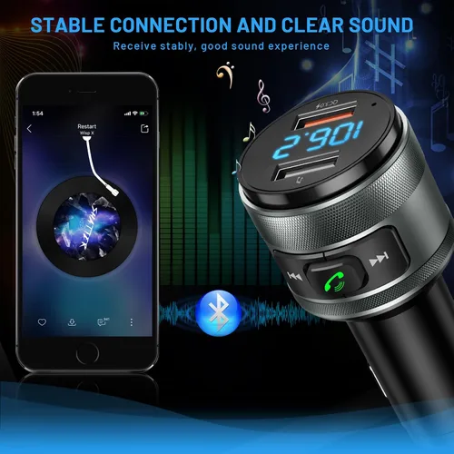 Vista 8 de IMDEN Transmisor FM Bluetooth 6.0 para adaptador de coche con reproductor
