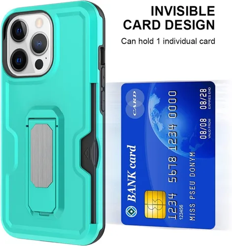 Vista 3 de Funda para iPhone 13/13 Mini/13 Pro/13 Pro Max, cubierta de protección completa, cubierta de policarbonato con ranura para tarjetas con soporte