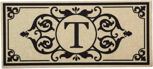 Vista 19 de Evergreen Flag Cambridge Monogram Letra A Burlap Sassafras Switch Mat 22" x 10