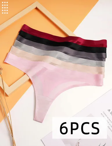 Vista 7 de Seamless Thongs for Women Pack Thong Underwear Women Silk No Show Thongs for Women Satin Thong Panties for Women