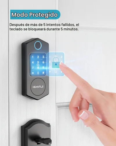 Vista 4 de Cerradura de puerta de entrada sin llave, cerrojos inteligentes de huellas dactilares con teclado de pantalla táctil para puerta delantera, cerrojo