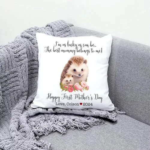 Vista 3 de Hedgehogs Mothers Day, First Mother's Day Custom Pillowcase, Personalized Mother's Day Pillowcase, Gift for Mom, Home Decor