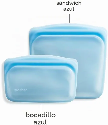 Vista 5 de Stasher Bolsas de silicona reutilizables prémium para almacenamiento de Azul