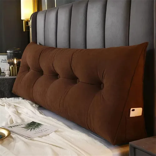 Vista 15 de Almohada triangular grande de cuña de lectura, cojín de cabecera para reposo en cama, almohada de forro polar para cabecero, respaldo con funda