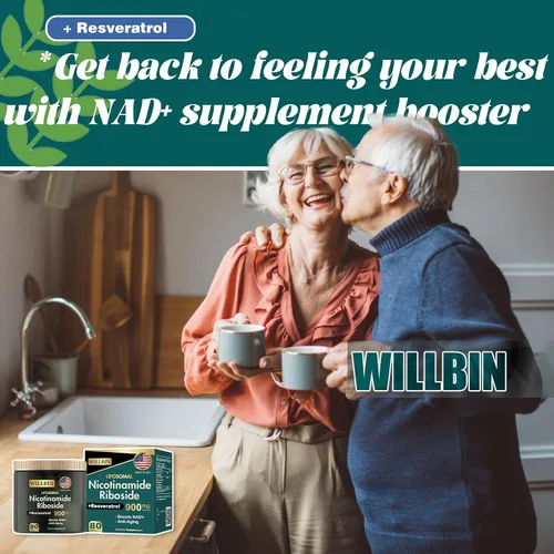 Vista 6 de Suplemento liposomal NAD+, 900 mg de ribósido de nicotinamida con resveratrol, energía antienvejecimiento y apoyo de enfoque para mujeres y hombres