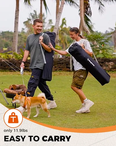 Vista 2 de KingCamp Silla plegable de gran tamaño, resistente 450 libras con mesa plegable de bambú, mesa de picnic portátil con bolsa de transporte