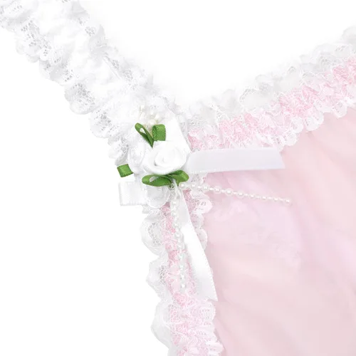 Vista 3 de Satini Lencería Sheer Sissy Babydoll volantes volantes encaje Slip ropa de dormir