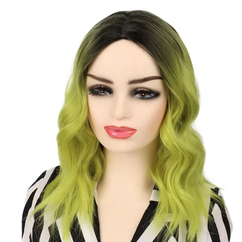 Vista 27 de Peluca de cosplay estilo Bob azul oscuro + horquilla de libélula + collar para fiesta, disfraz de Halloween, peluca de mujer